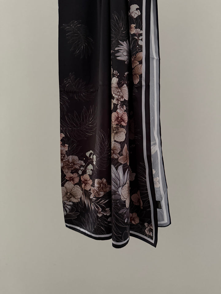 Hijab Satiné Strass motifs fleurs