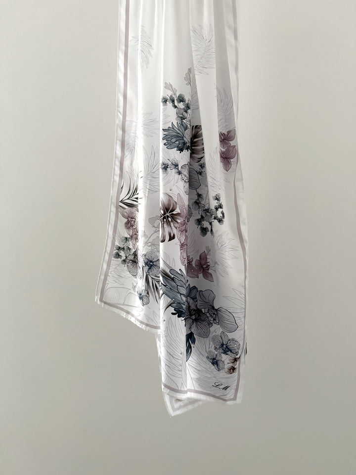 Hijab Satiné Strass motifs fleurs