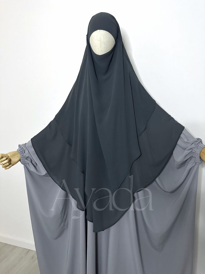 Khimar 2 voiles pointu Mousseline