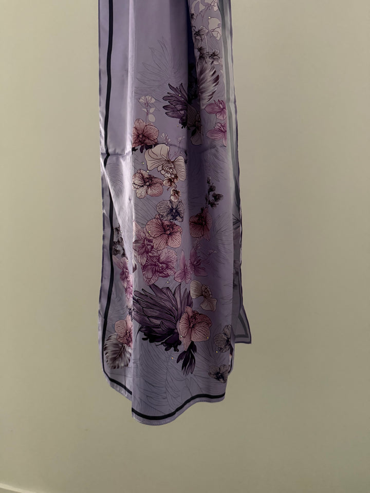 Hijab Satiné Strass motifs fleurs