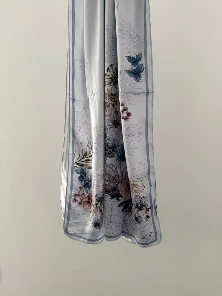 Hijab Satiné Strass motifs fleurs