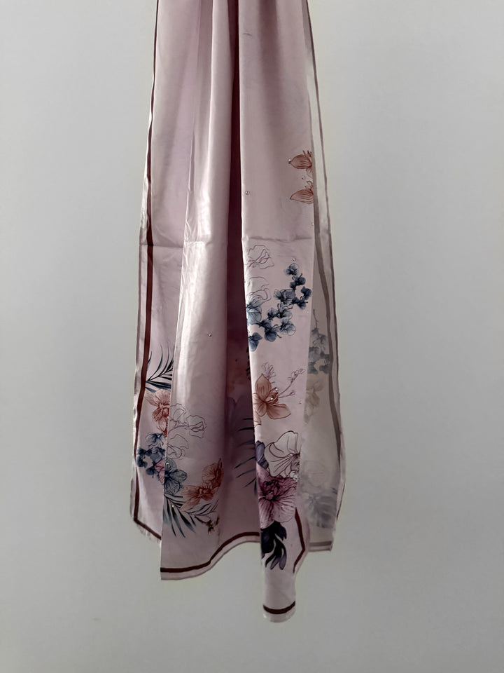 Hijab Satiné Strass motifs fleurs