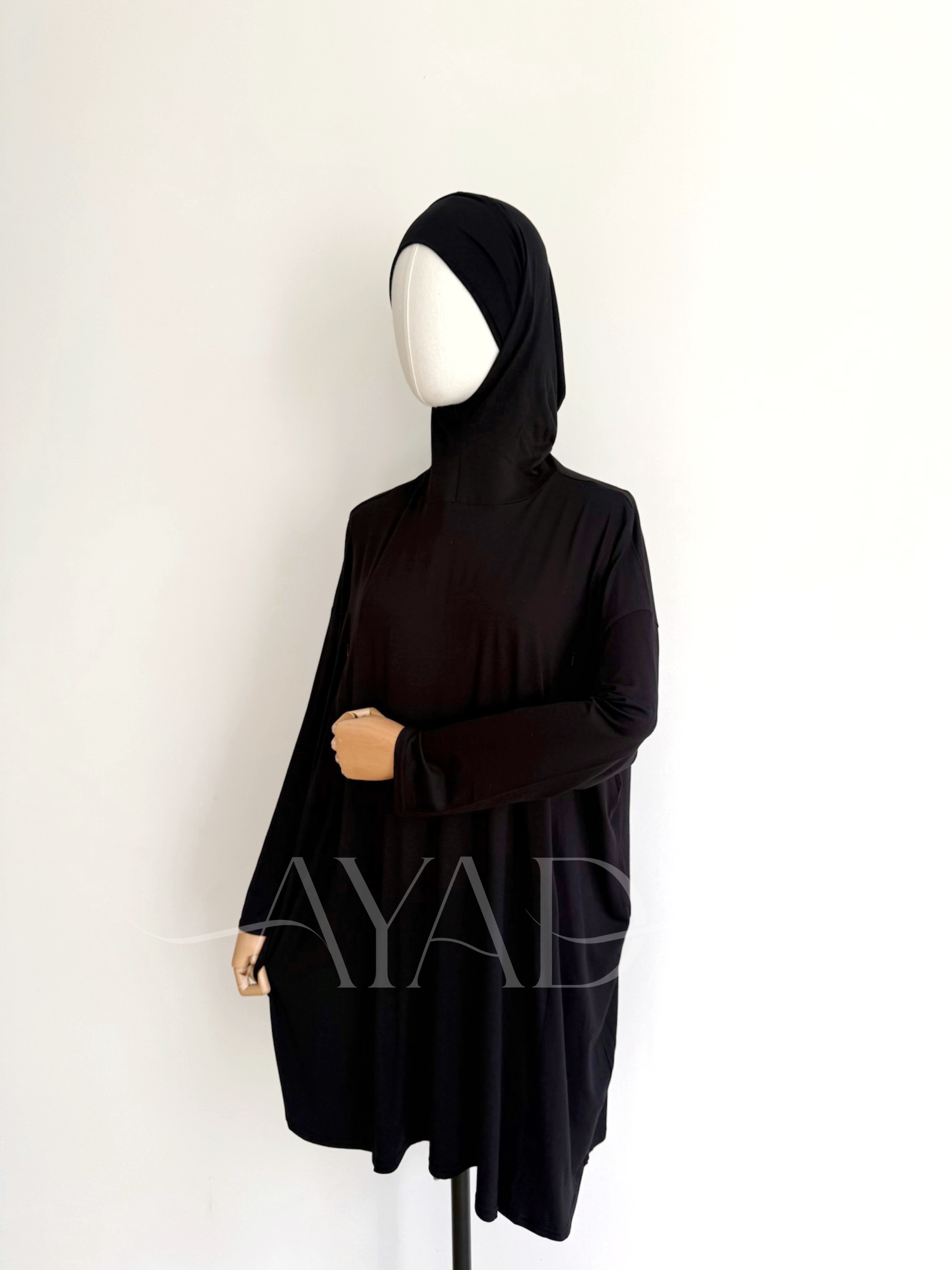 Integrated hijab under turtleneck sweater